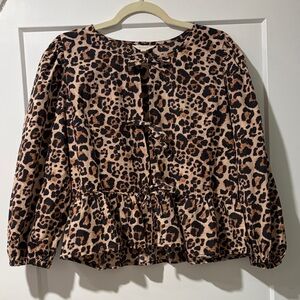 Leopard Print Peplum Blouse